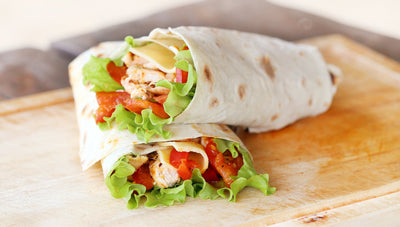 Chicken Wrap with Lettuce, Tomato, and Cheese