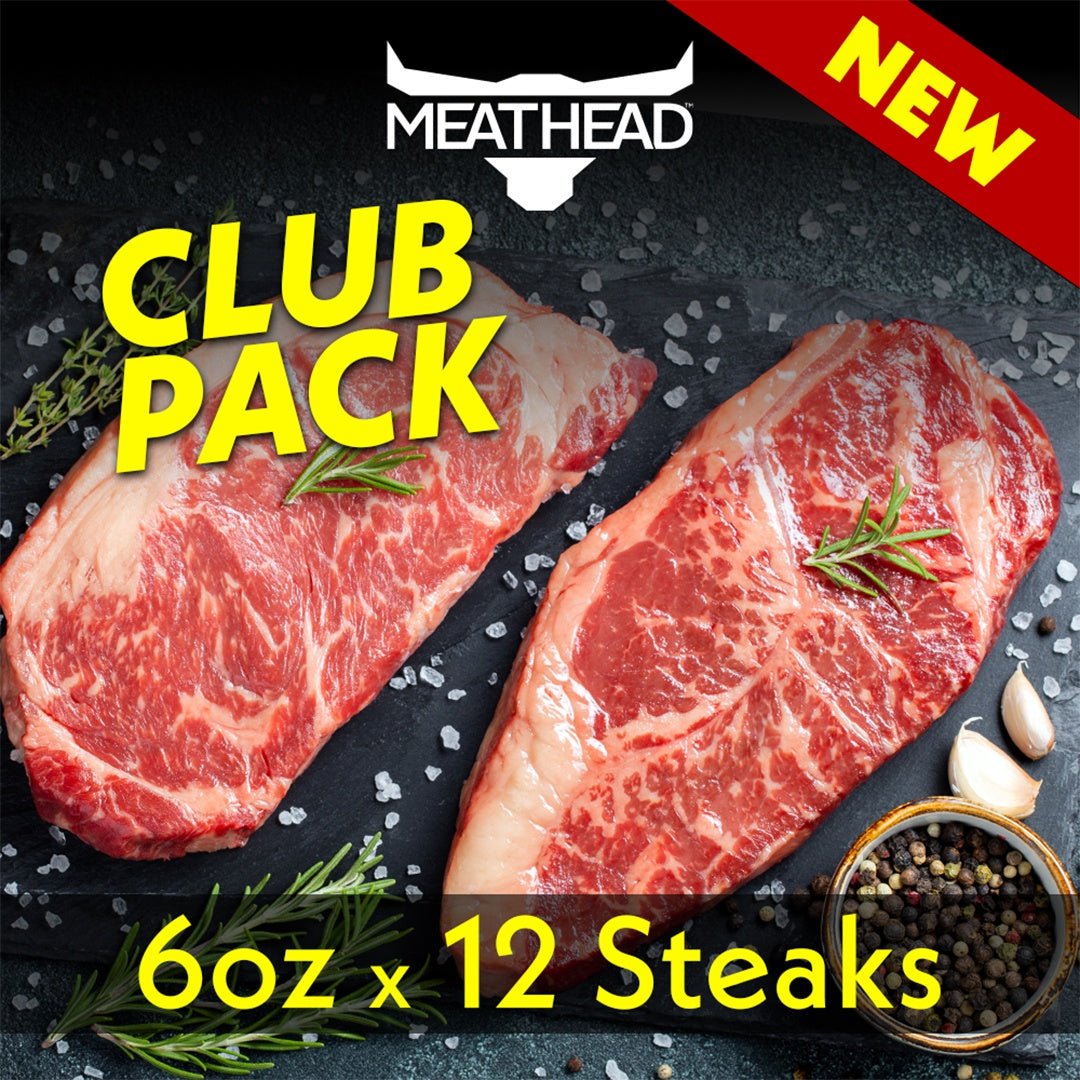 Meathead Select AA+ Beef NY Striploin End Steaks 6oz Club Pack - 12pcs ...