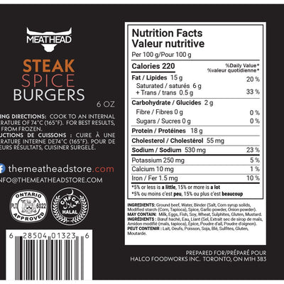 Meathead 6oz Steak Spice Beef Burgers Family Pack - The Meathead Store