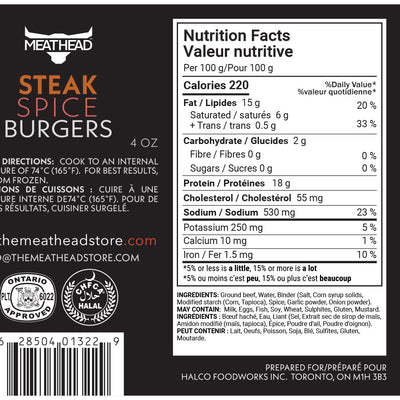 Meathead Angus Beef Steak Spice Burger 4oz X 4 - The Meathead Store