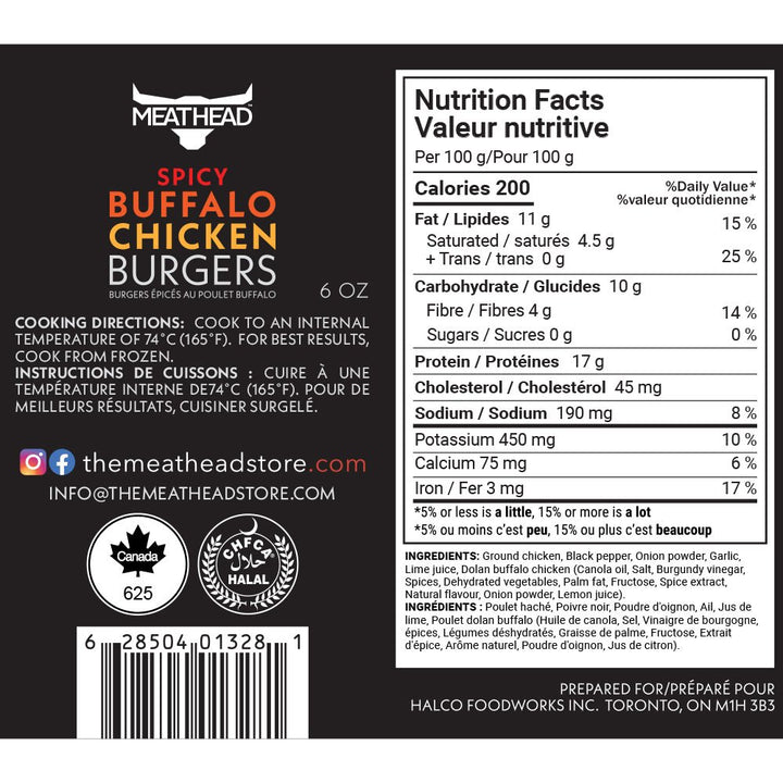 Meathead Spicy Buffalo Chicken Burger 6oz X 2 - The Meathead Store